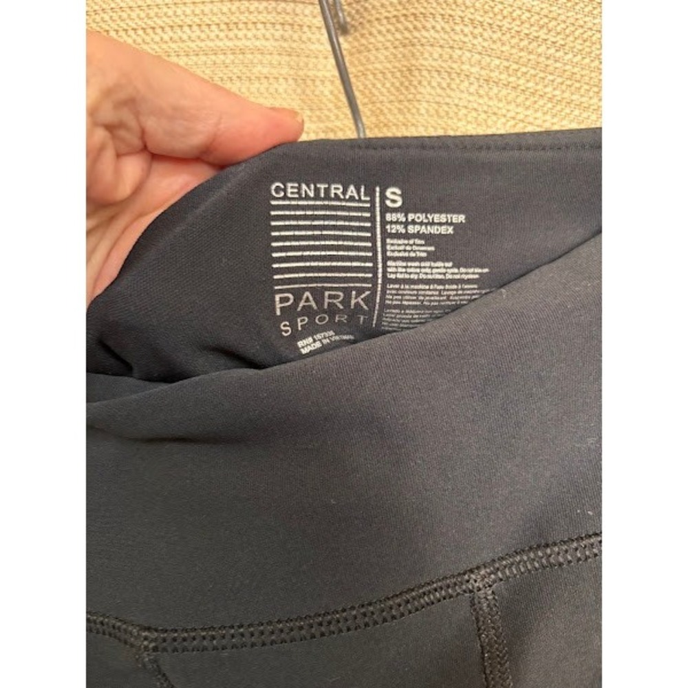 Central Park Sport Women Black Moto Leggings Mesh Ribbed Athletic Pants Small - Picture 3 of 5